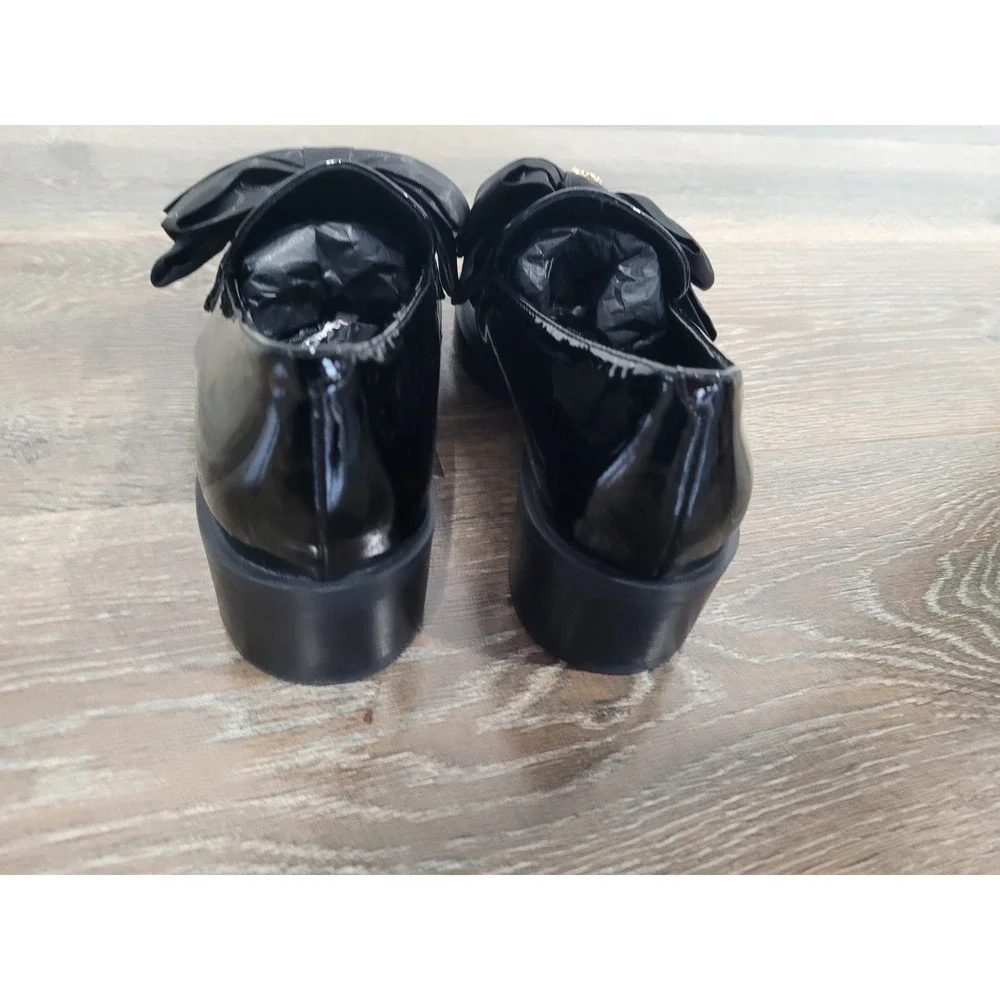 Karl‎ Lagerfeld Paris Camilia Bow Black Patent Leather Loafers Womens Size 7 New